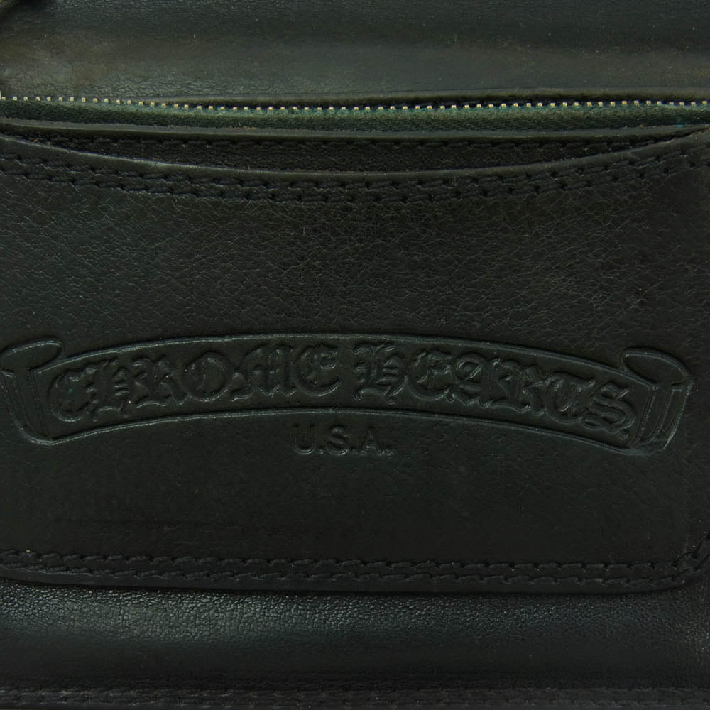 CHROME HEARTS クロムハーツ（原本無） 2ZIP 2ジップ クロスボールボタン レザー ウォレット 財布 ブラック系【中古】