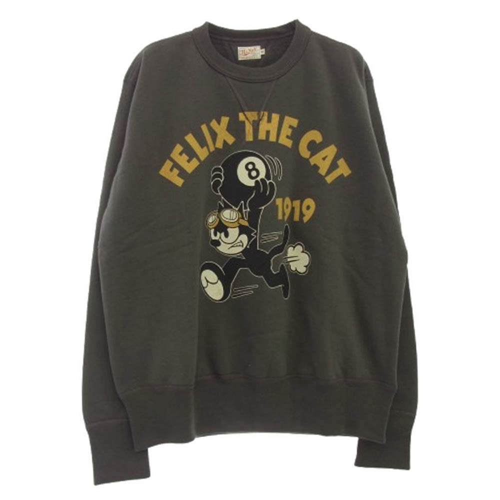 TOY'S McCOY トイズマッコイ TMC2448 FELIX THE CAT フィリックス ザ キャット MILITARY SWEAT SHIRT 8 BALL ミリタリー スウェット シャツ トレーナー グレー系 XL【極上美品】【中古】
