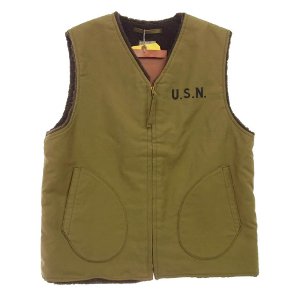 The REAL McCOY'S ザリアルマッコイズ MJ19105 VEST ALPACA PILE-LINED アルパカ デッキ ベスト カーキ系 42【新古品】【未使用】【中古】