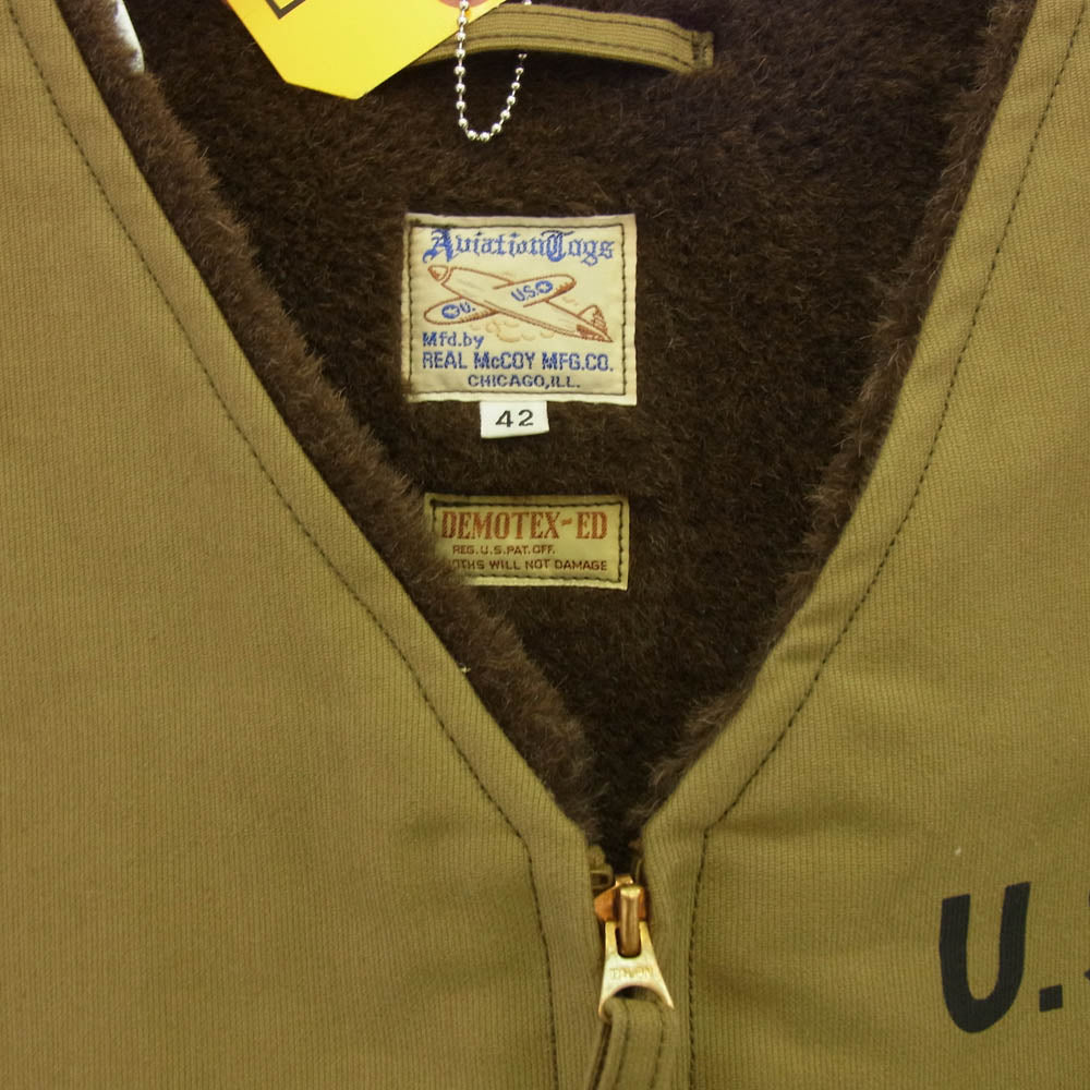 The REAL McCOY'S ザリアルマッコイズ MJ19105 VEST ALPACA PILE-LINED アルパカ デッキ ベスト カーキ系 42【新古品】【未使用】【中古】