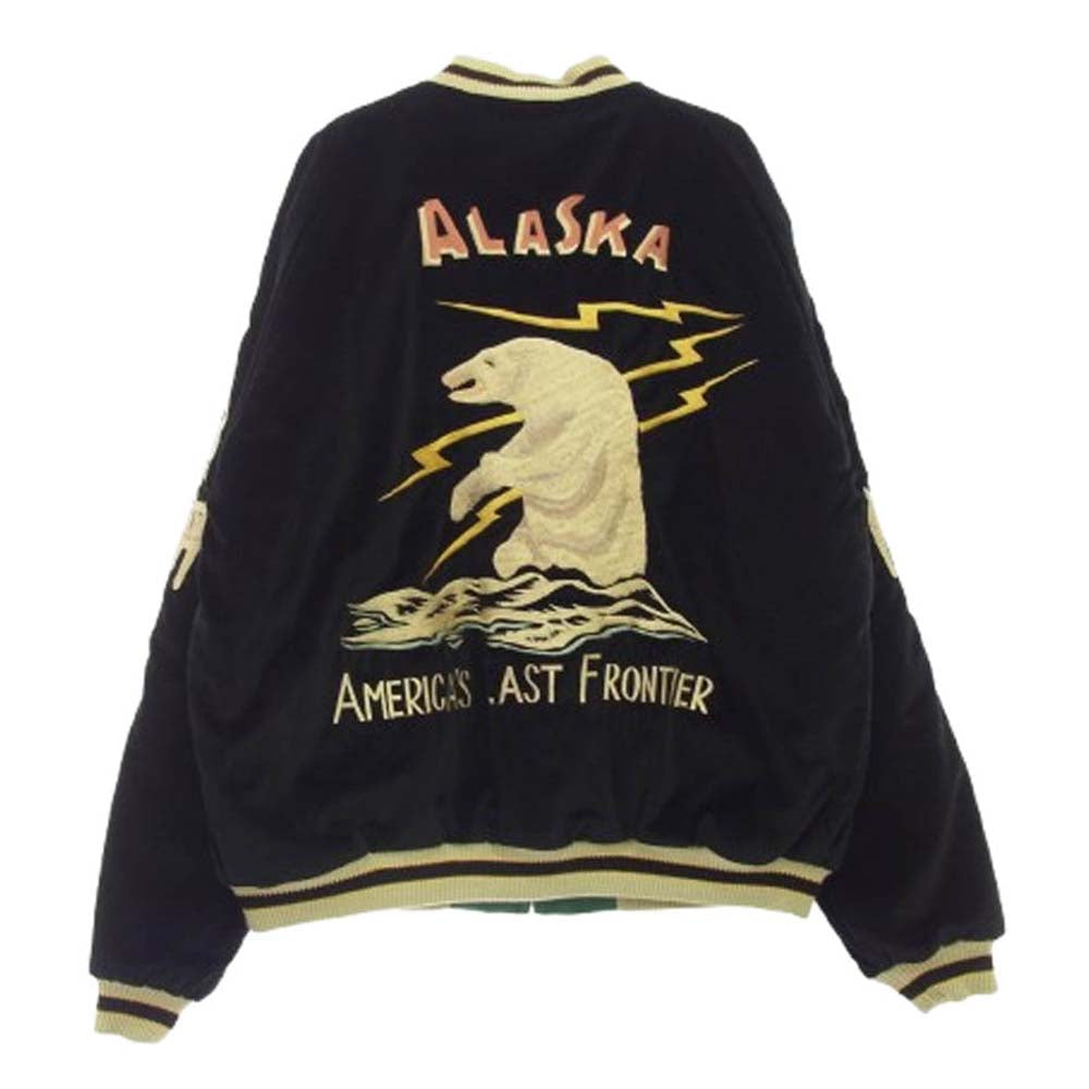 TAILOR TOYO テイラー東洋 TT15175 Late 1950s Style Velveteen Souvenir Jacket POLAR BEAR ALASKA MAP 別珍 アセテートキルト スカジャン スーベニア リバーシブル リバーシブル スカジャン ブラック系 グリーン系 XL【新古品】【未使用】【中古】