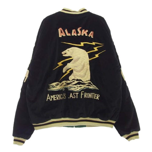 TAILOR TOYO テイラー東洋 TT15175 Late 1950s Style Velveteen Souvenir Jacket POLAR BEAR ALASKA MAP 別珍 アセテートキルト スカジャン スーベニア リバーシブル リバーシブル スカジャン ブラック系 グリーン系 XL【新古品】【未使用】【中古】