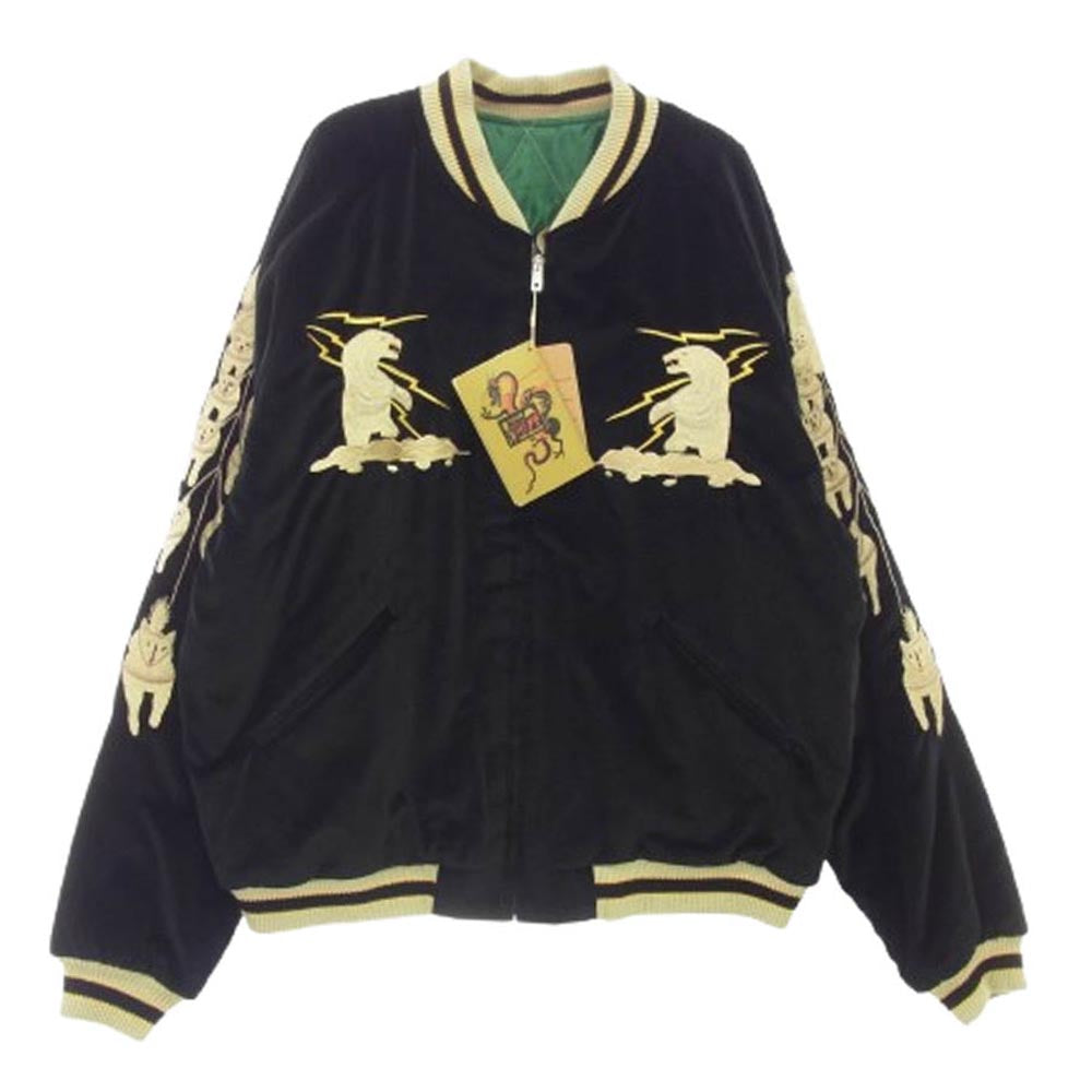 TAILOR TOYO テイラー東洋 TT15175 Late 1950s Style Velveteen Souvenir Jacket POLAR BEAR ALASKA MAP 別珍 アセテートキルト スカジャン スーベニア リバーシブル リバーシブル スカジャン ブラック系 グリーン系 XL【新古品】【未使用】【中古】