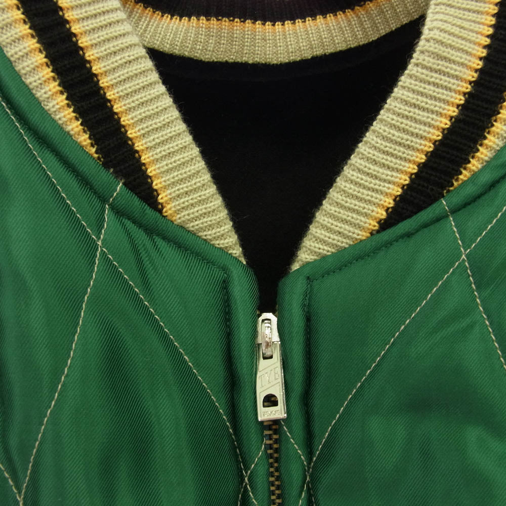 TAILOR TOYO テイラー東洋 TT15175 Late 1950s Style Velveteen Souvenir Jacket POLAR BEAR ALASKA MAP 別珍 アセテートキルト スカジャン スーベニア リバーシブル リバーシブル スカジャン ブラック系 グリーン系 XL【新古品】【未使用】【中古】