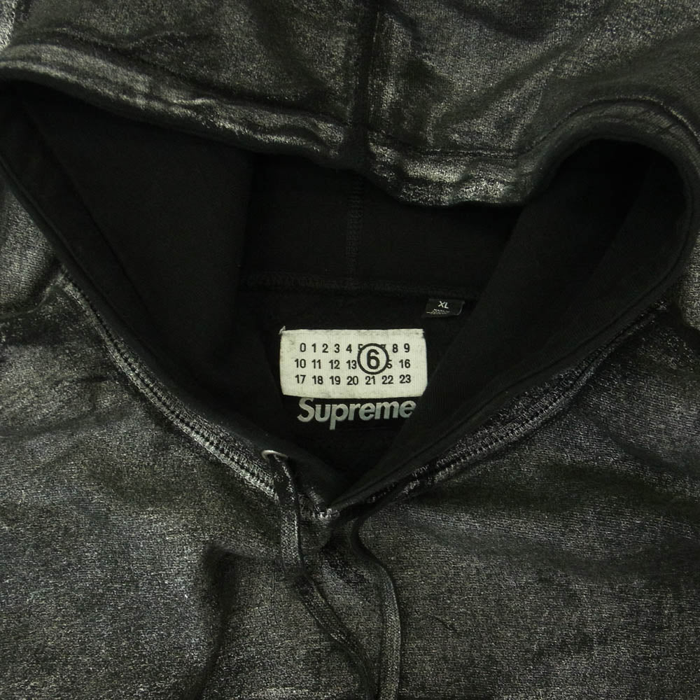 Supreme シュプリーム 24SS × MM6 Maison Margiela Foil Box Logo Hooded Sweatshirt メゾンマルジェラ ボックスロゴ パーカー ブラック系 XL【中古】