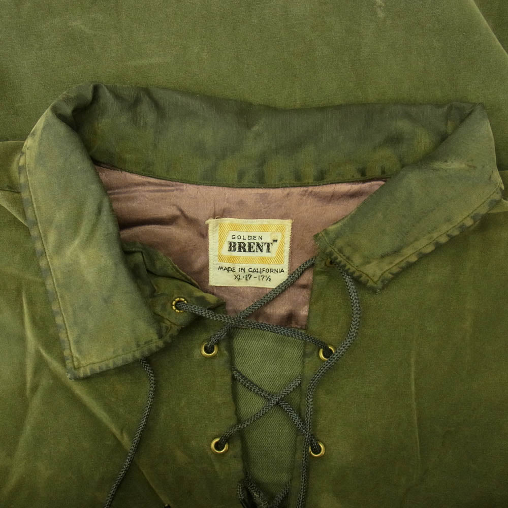 ブレント カルフォルニア製 ヴィンテージ オイルド コットン プルオーバー シャツ ジャケット カーキ系 XL【中古】