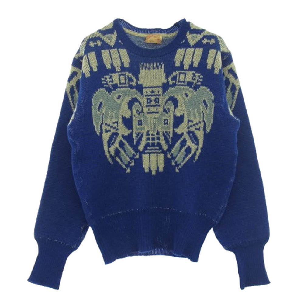 ジャンセン USA製 ヴィンテージ 50s ジャガードニット セーター ブルー系 38【中古】