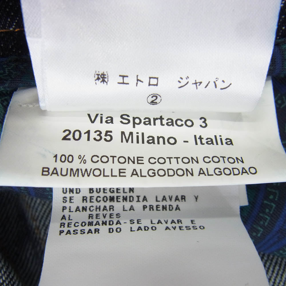 ETRO エトロ 112-15286-9343 レザー切替 デニム ストレート パンツ インディゴブルー系 33【中古】