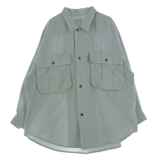 ISSEY MIYAKE イッセイミヤケ ISタグ ツモリチサト ヴィンテージ ストライプ シャツ ジャケット オフホワイト系 ライトブルー系 XL【中古】