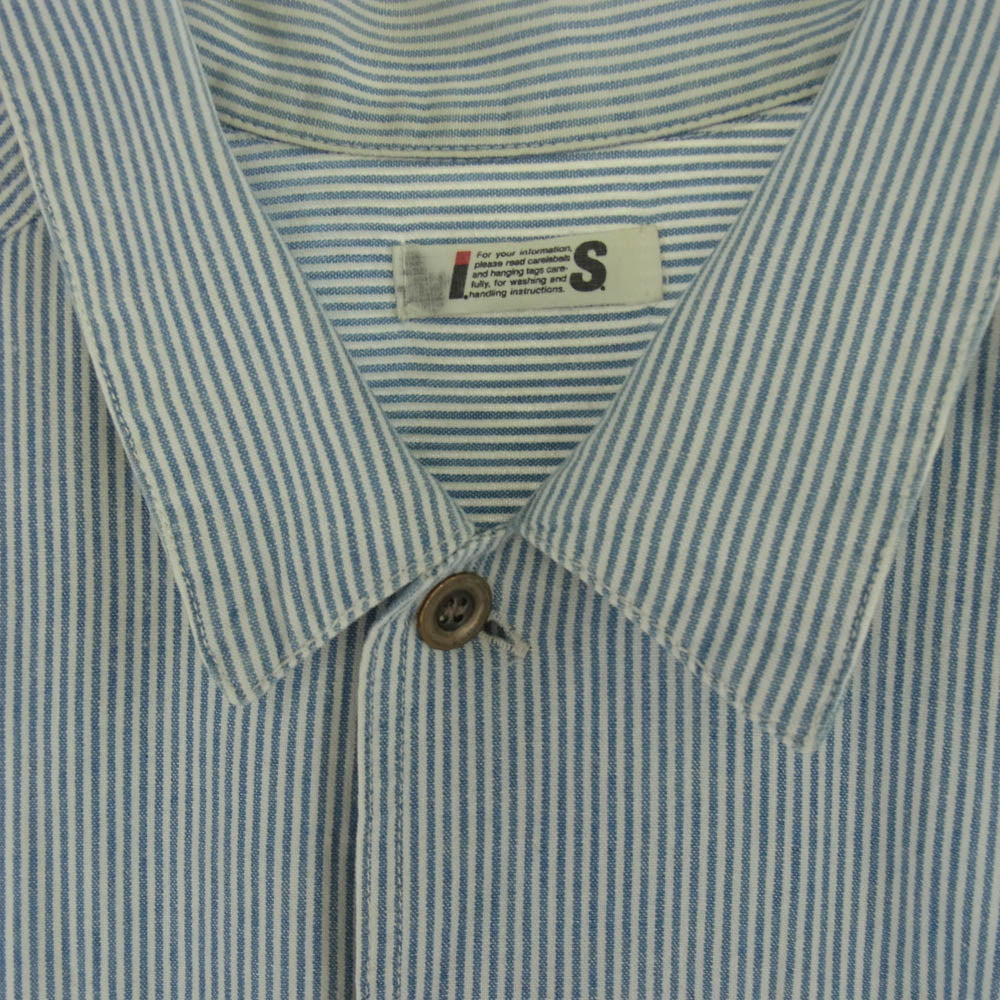 ISSEY MIYAKE イッセイミヤケ ISタグ ツモリチサト ヴィンテージ ストライプ シャツ ジャケット オフホワイト系 ライトブルー系 XL【中古】