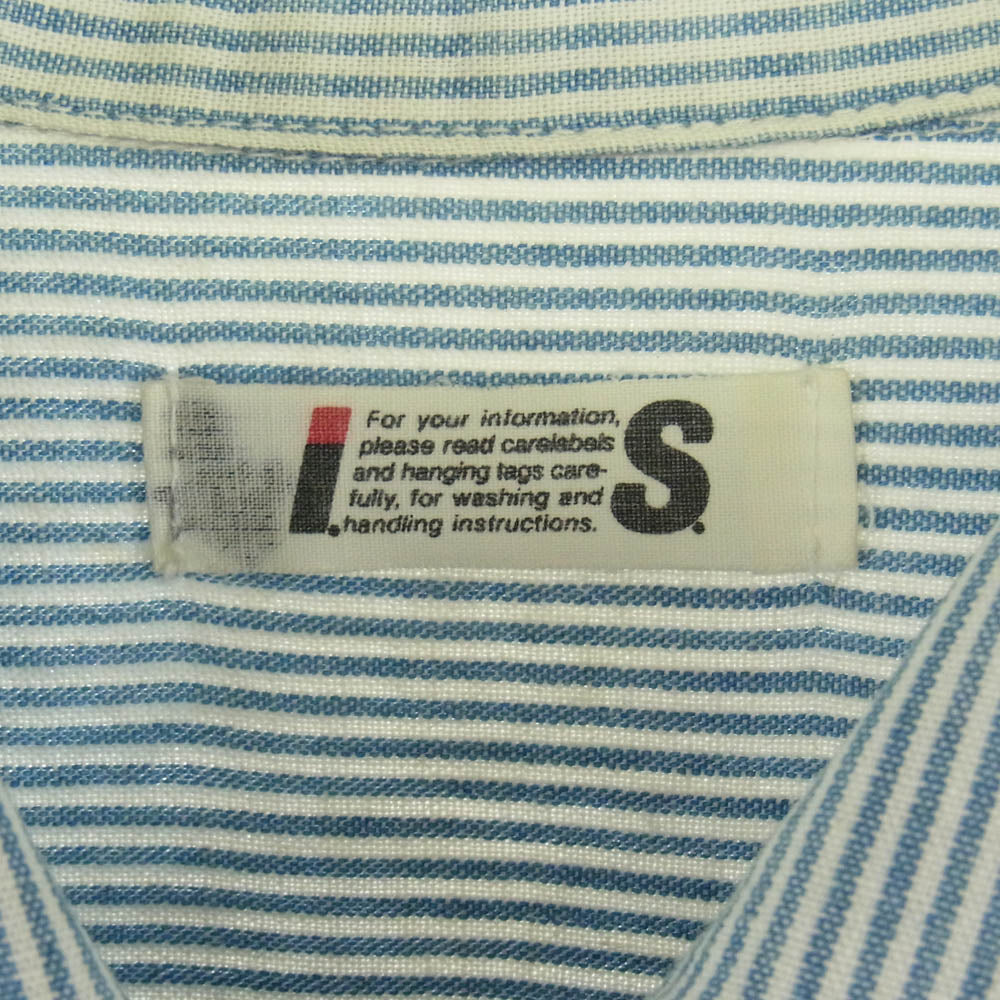 ISSEY MIYAKE イッセイミヤケ ISタグ ツモリチサト ヴィンテージ ストライプ シャツ ジャケット オフホワイト系 ライトブルー系 XL【中古】