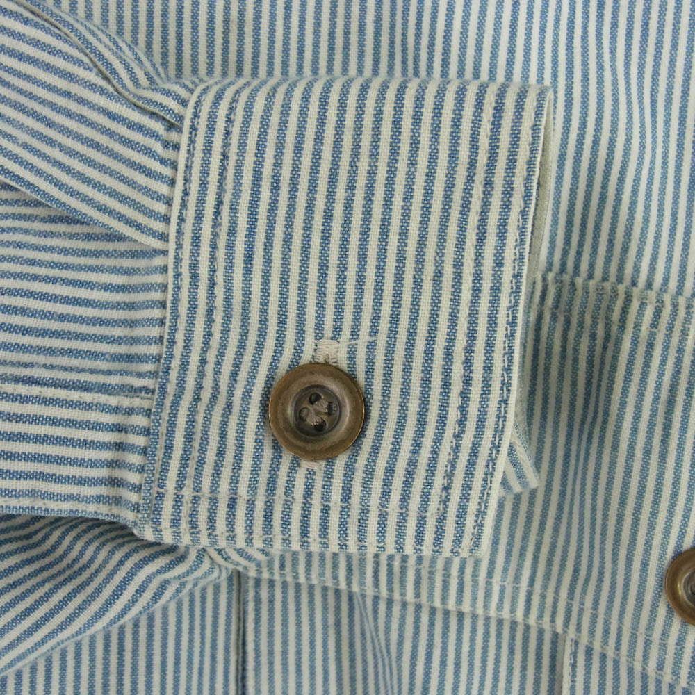 ISSEY MIYAKE イッセイミヤケ ISタグ ツモリチサト ヴィンテージ ストライプ シャツ ジャケット オフホワイト系 ライトブルー系 XL【中古】