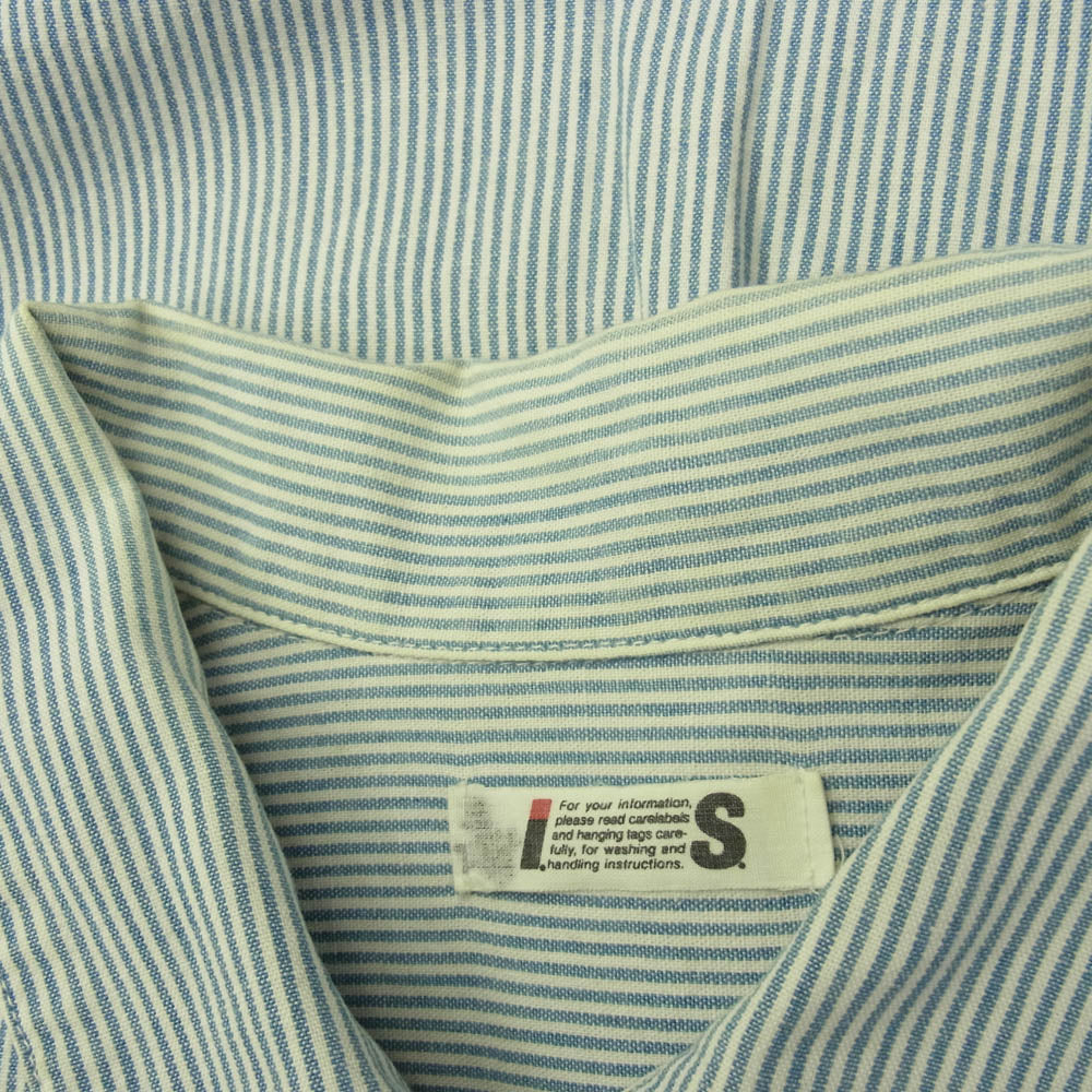 ISSEY MIYAKE イッセイミヤケ ISタグ ツモリチサト ヴィンテージ ストライプ シャツ ジャケット オフホワイト系 ライトブルー系 XL【中古】