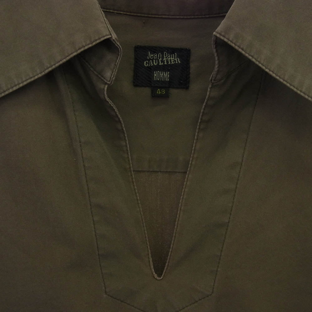JEAN-PAUL GAULTIER ジャンポールゴルチエ jean paul gaultier homme ジャンポール ゴルチエ オム 長袖 スキッパー シャツ カーキ系 48【中古】