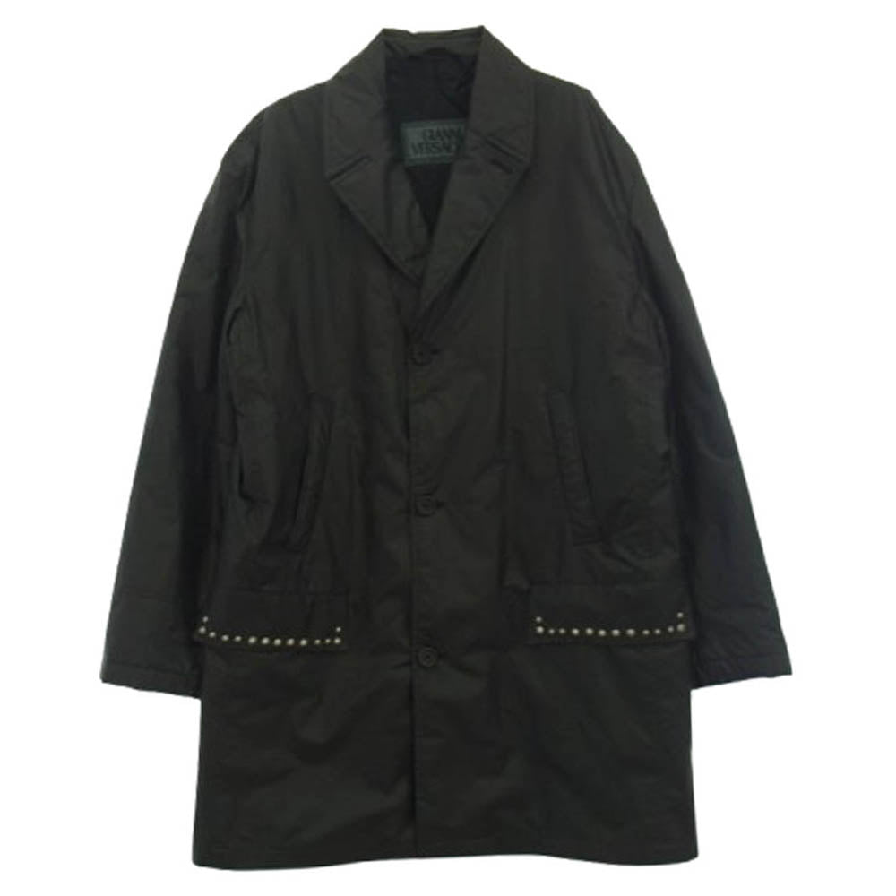 Gianni Versace ジャンニ・ヴェルサーチ スタッズ付き 中綿チェスターコート ブラック系 48【中古】