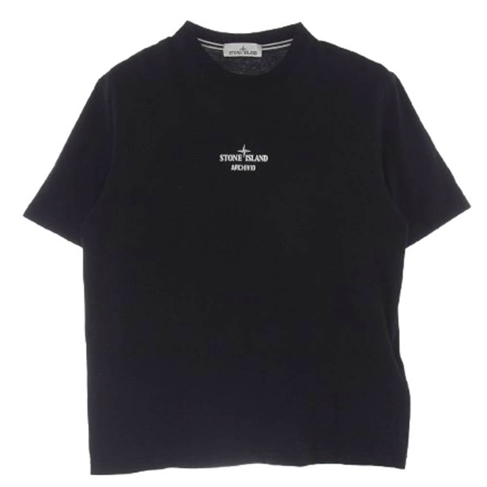 STONE ISLAND ストーンアイランド K1S152100037 S0091 ARCHIVIO ロゴ 刺繍 バックプリント 半袖 Tシャツ ブラック系 XL【中古】
