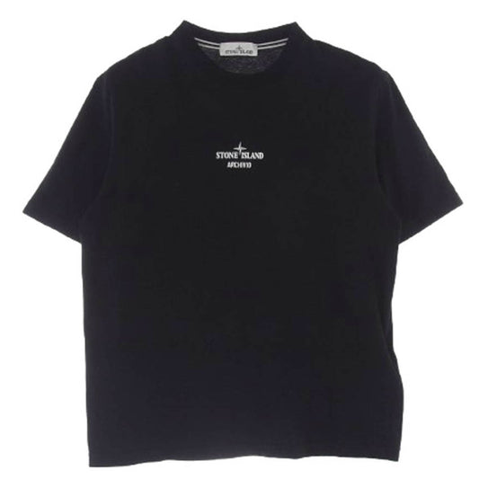 STONE ISLAND ストーンアイランド K1S152100037 S0091 ARCHIVIO ロゴ 刺繍 バックプリント 半袖 Tシャツ ブラック系 XL【中古】