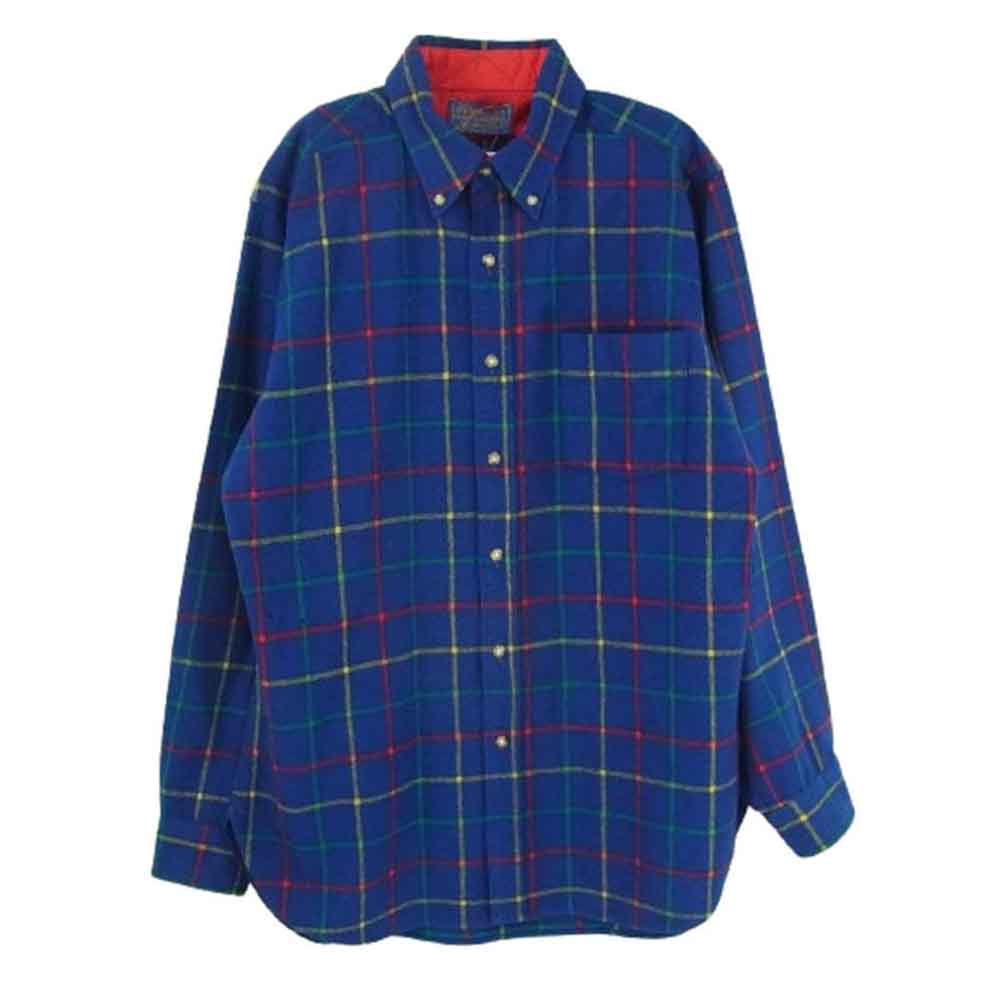 PENDLETON ペンドルトン 70s ヴィンテージ ボタンダウン ウール長袖シャツ ネイビー系 M【中古】