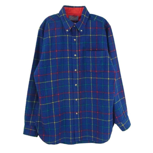 PENDLETON ペンドルトン 70s ヴィンテージ ボタンダウン ウール長袖シャツ ネイビー系 M【中古】
