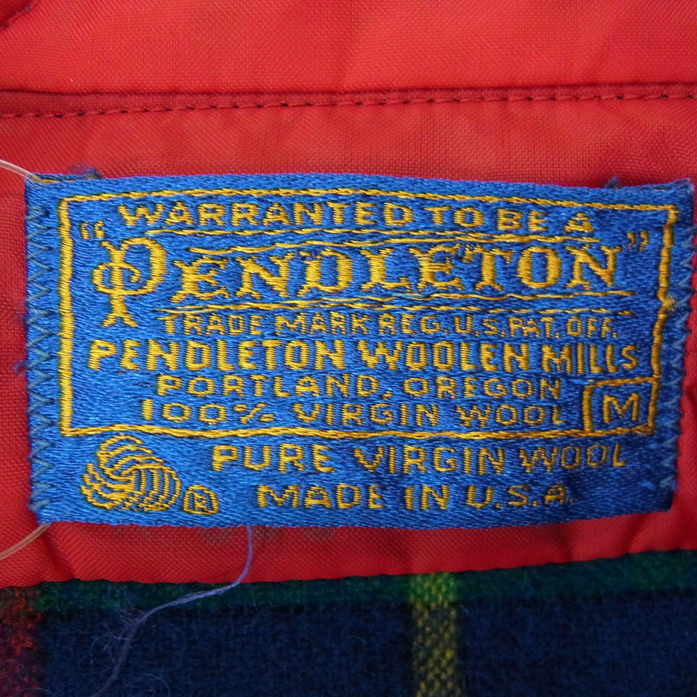 PENDLETON ペンドルトン 70s ヴィンテージ ボタンダウン ウール長袖シャツ ネイビー系 M【中古】