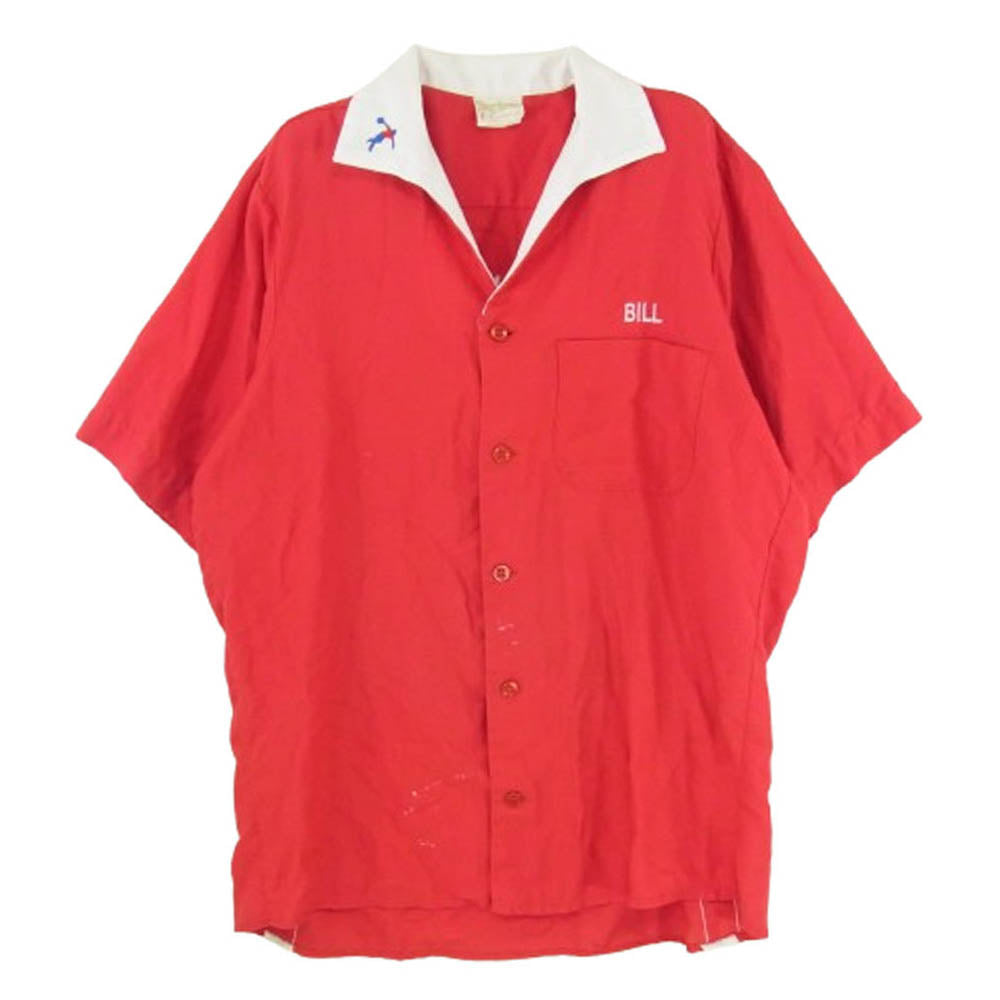 キングルイ 70s ヴィンテージ 半袖 ボーリングシャツ レッド系 M【中古】