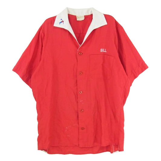 キングルイ 70s ヴィンテージ 半袖 ボーリングシャツ レッド系 M【中古】