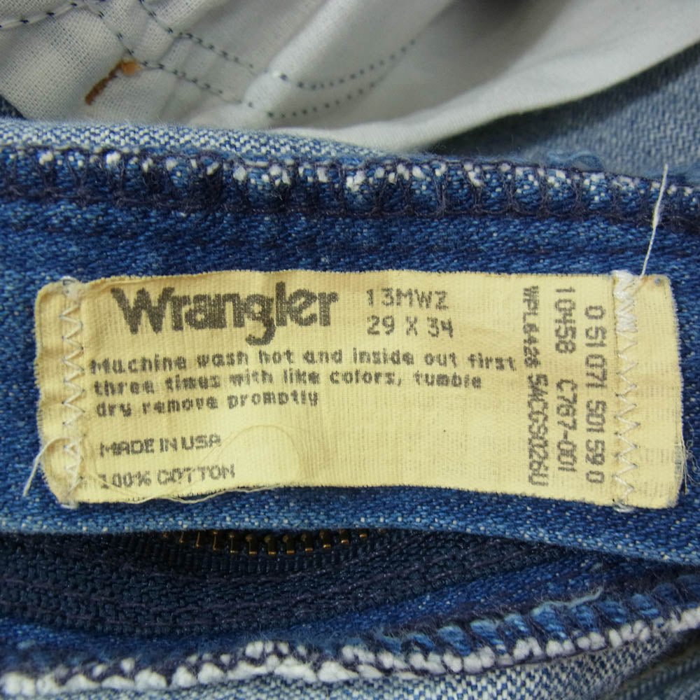 Wrangler ラングラー 90s USA製 13MWZ カウボーイカット ストレートジーンズ インディゴブルー系 29【中古】