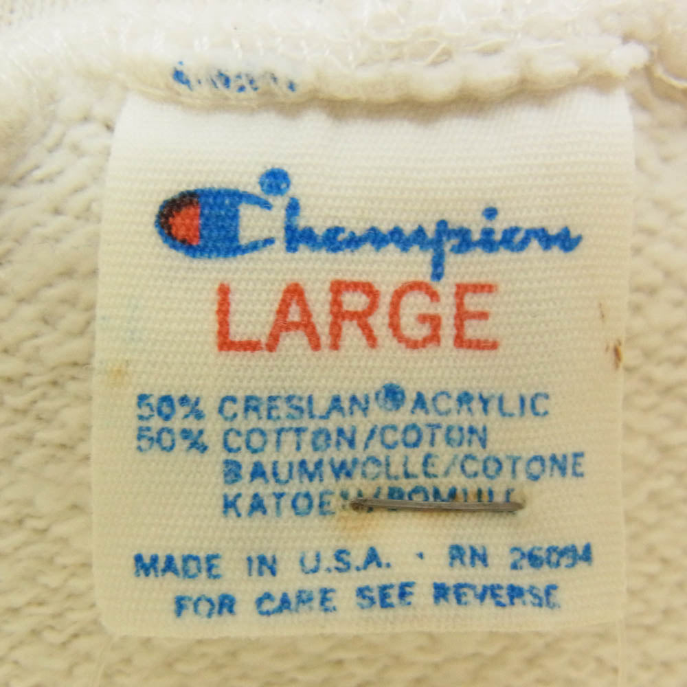 Champion チャンピオン 80s トリコタグ後期 ヴィンテージ Villanova University カレッジプリント プルオーバーパーカー ホワイト系 L【中古】