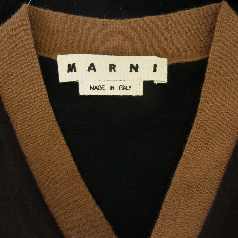 MARNI マルニ 19AW CDMG0022Q0 ロゴ刺繍 バイカラー 切り替え カーディガン ブラウン系 44【中古】