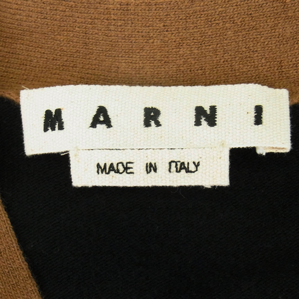 MARNI マルニ 19AW CDMG0022Q0 ロゴ刺繍 バイカラー 切り替え カーディガン ブラウン系 44【中古】