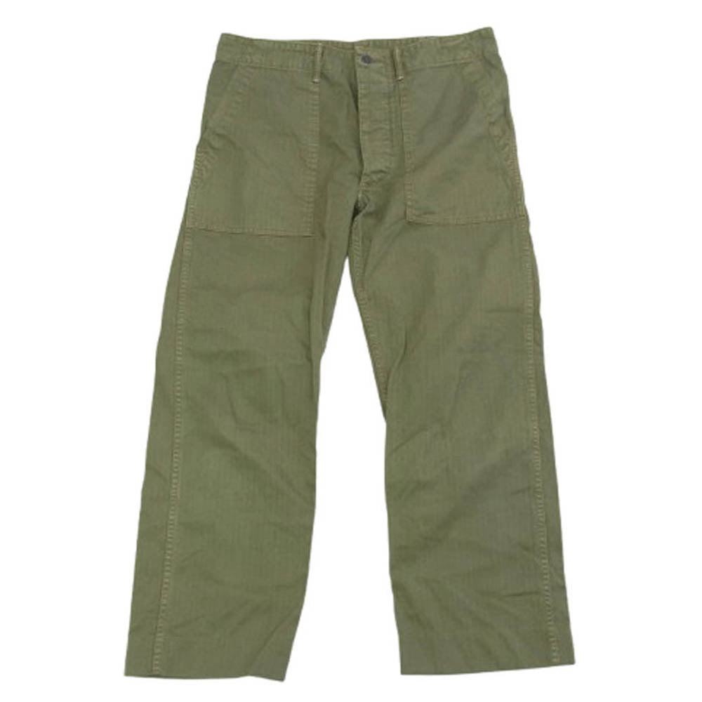 RRL ダブルアールエル ミリタリー ファティーグ ベイカー サイドアジャストボタン パンツ ヘリンボーン カーキ系 30【中古】