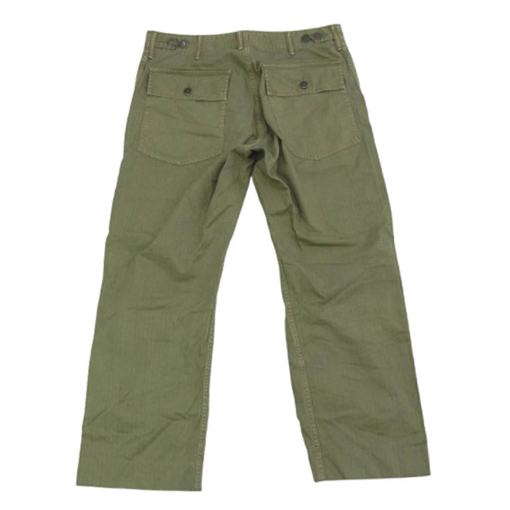 RRL ダブルアールエル ミリタリー ファティーグ ベイカー サイドアジャストボタン パンツ ヘリンボーン カーキ系 30【中古】