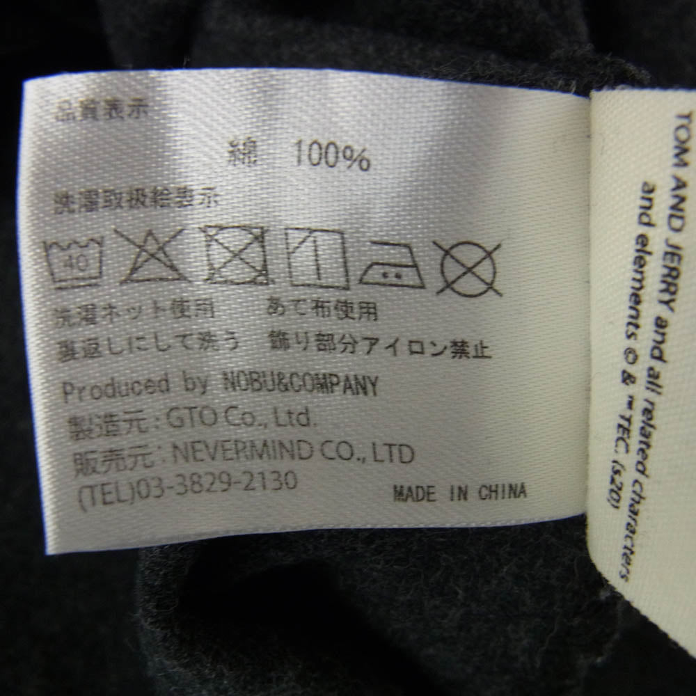 VANSON バンソン × TOM AND JERRY トムとジェリー ロング スリーブ カットソー ダークグレー系 XXL【中古】