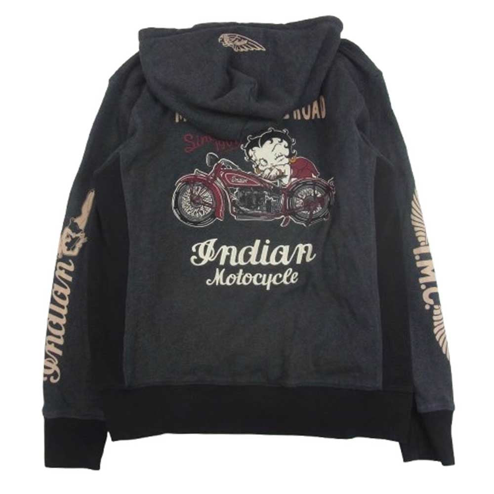 インディアン BETTY BOOP ベティちゃん プルオーバー パーカー チャコール系 XL【中古】