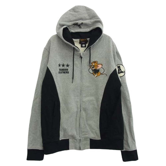 VANSON バンソン × TOM AND JERRY トムとジェリー ジップ パーカー グレー系 XL【中古】
