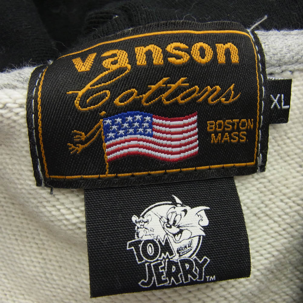 VANSON バンソン × TOM AND JERRY トムとジェリー ジップ パーカー グレー系 XL【中古】