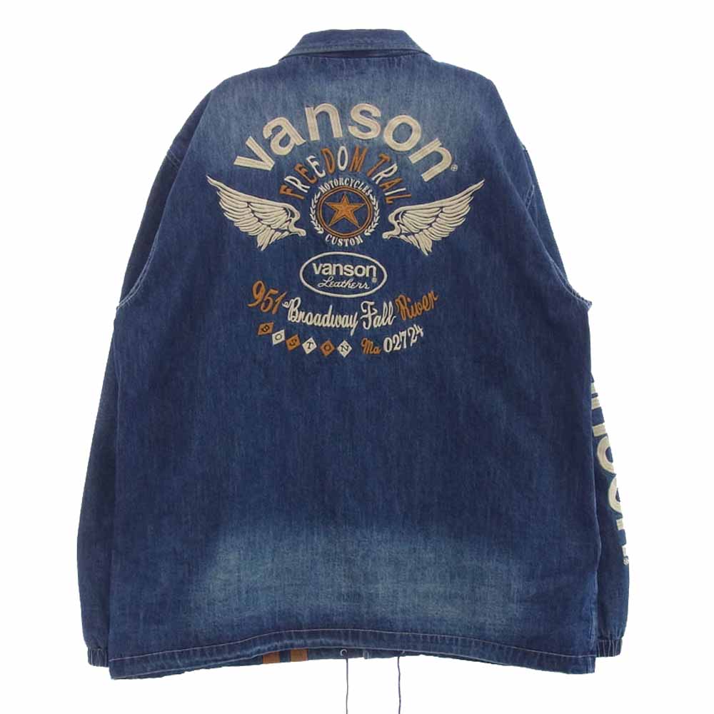 VANSON バンソン DENIM デニム コーチ ジャケット インディゴブルー系 XL【中古】