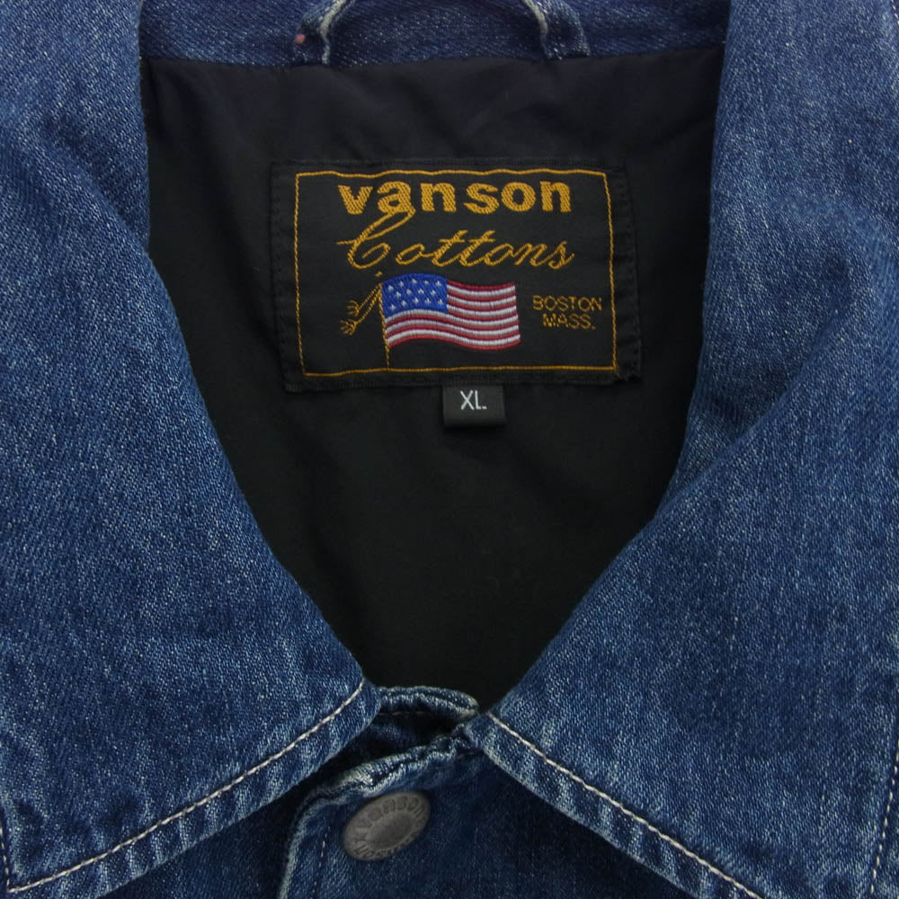 VANSON バンソン DENIM デニム コーチ ジャケット インディゴブルー系 XL【中古】