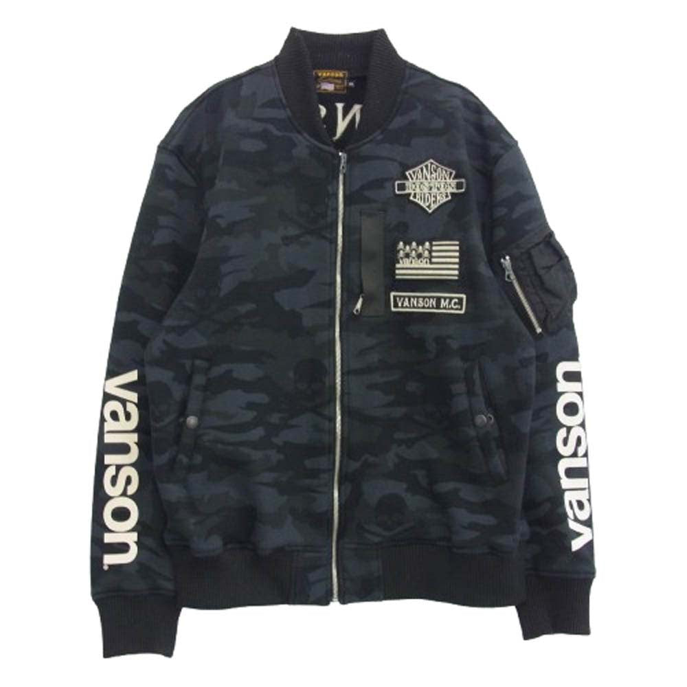 VANSON バンソン bunker hill カモフラ スカル スター ロゴ ジップ アップ ジャケット ダークグレー系 XXL【中古】