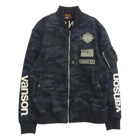 VANSON バンソン bunker hill カモフラ スカル スター ロゴ ジップ アップ ジャケット ダークグレー系 XXL【中古】