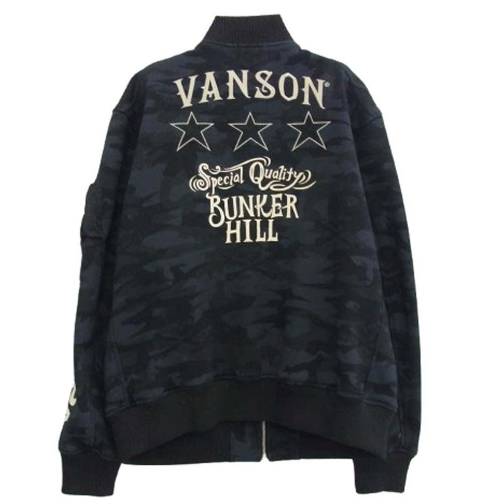 VANSON バンソン bunker hill カモフラ スカル スター ロゴ ジップ アップ ジャケット ダークグレー系 XXL【中古】