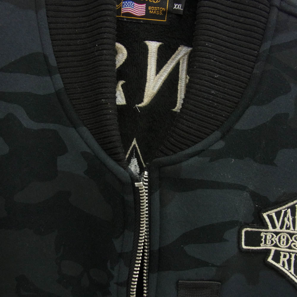 VANSON バンソン bunker hill カモフラ スカル スター ロゴ ジップ アップ ジャケット ダークグレー系 XXL【中古】