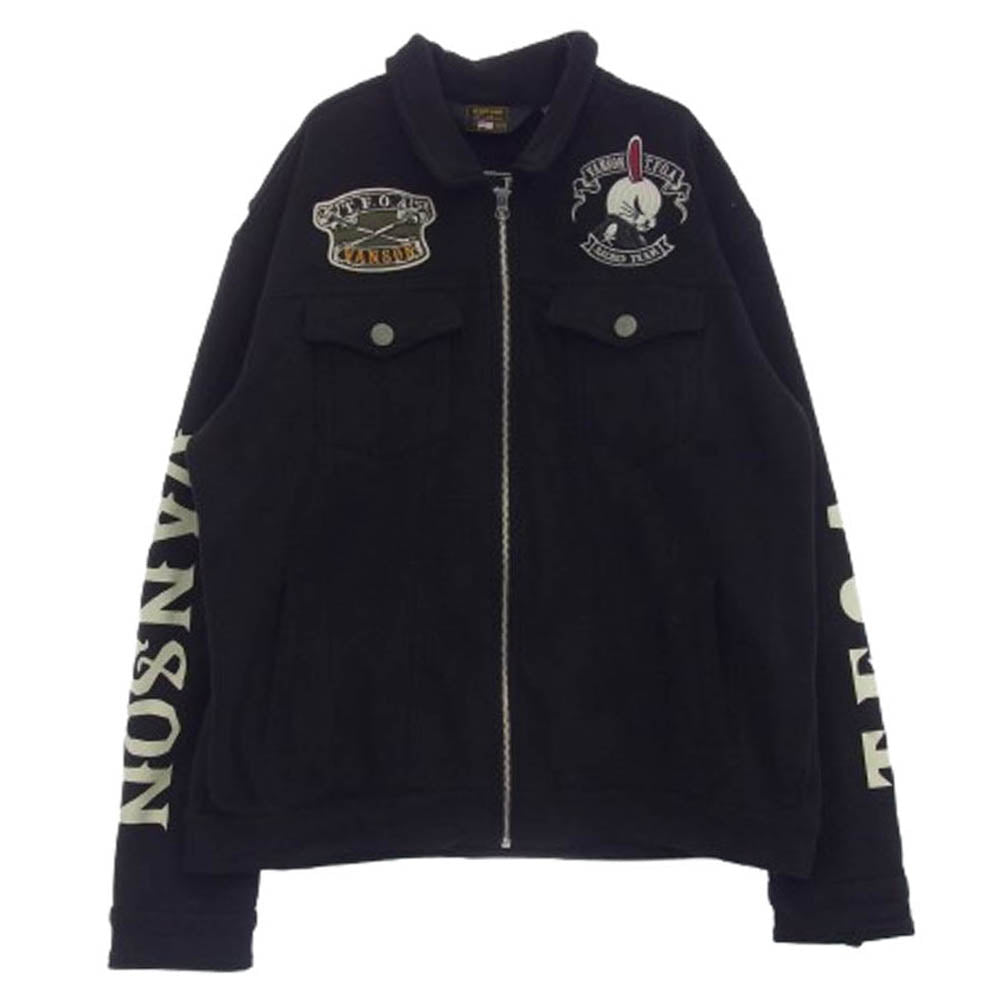 VANSON バンソン ×CROWS×WORST ボンディング フェイク スエード ジャケット ブラック系 XL【中古】