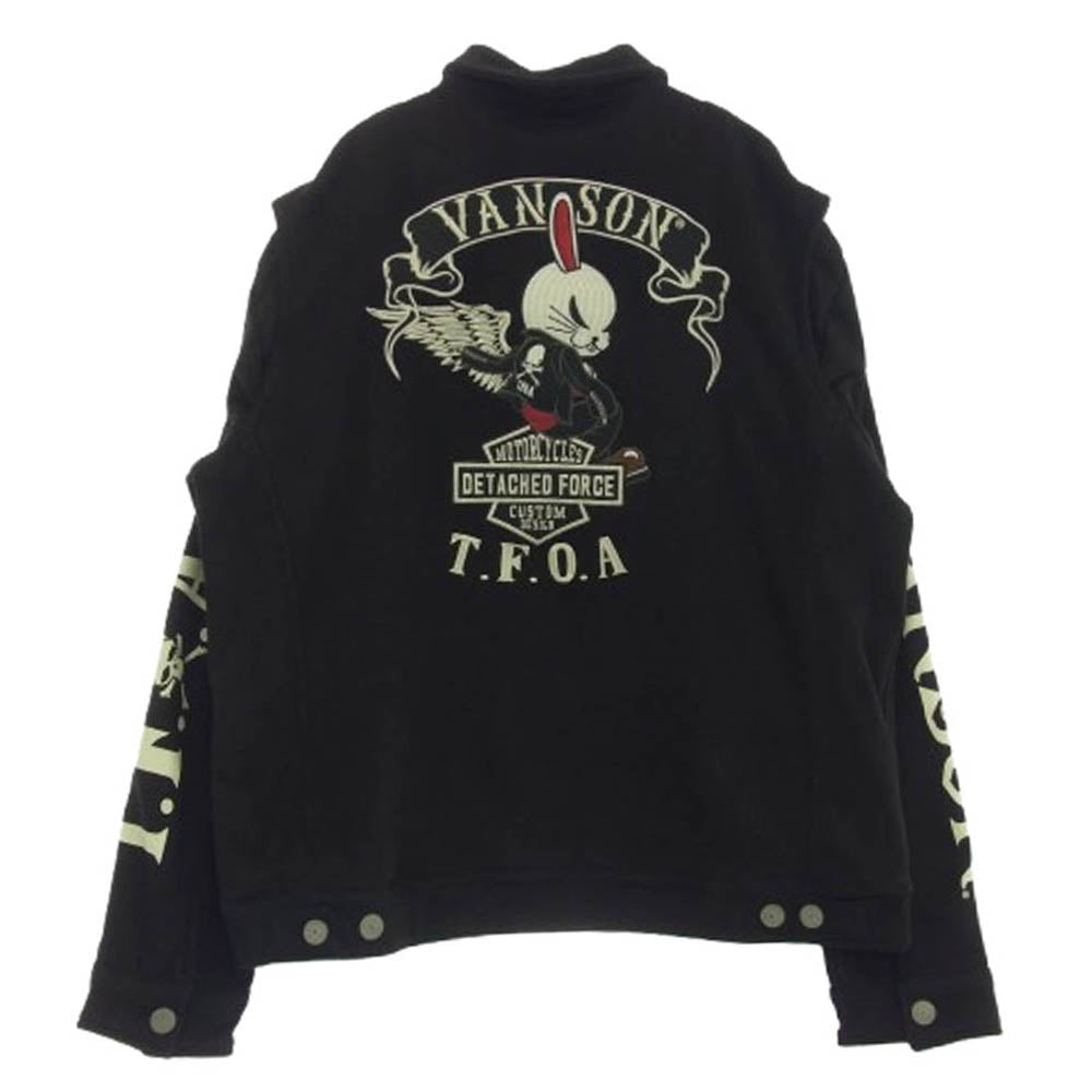 VANSON バンソン ×CROWS×WORST ボンディング フェイク スエード ジャケット ブラック系 XL【中古】