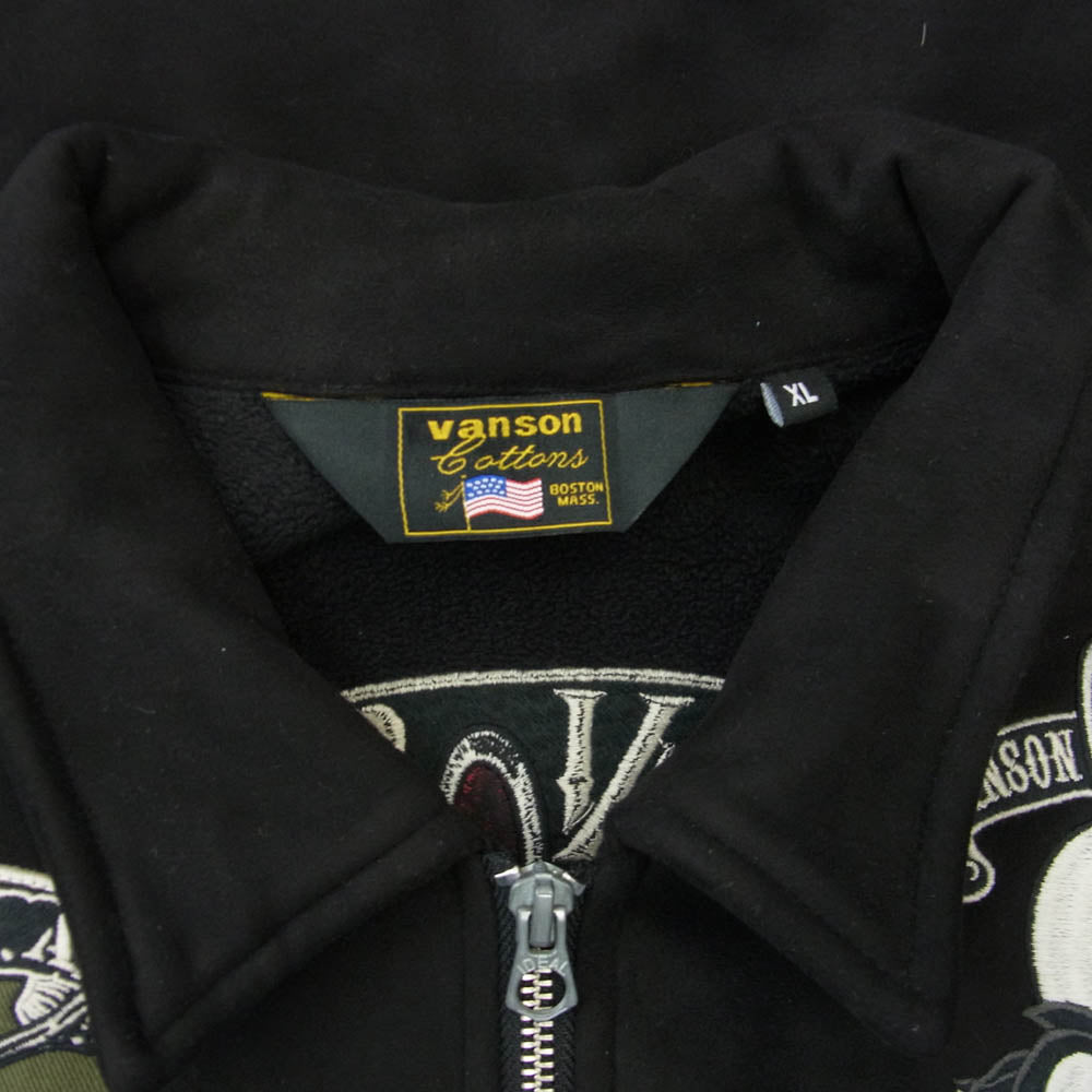 VANSON バンソン ×CROWS×WORST ボンディング フェイク スエード ジャケット ブラック系 XL【中古】
