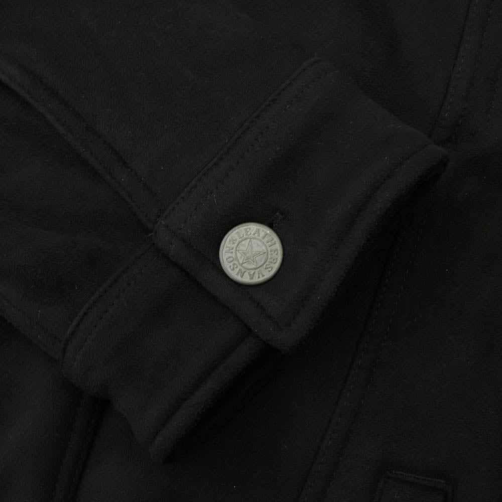 VANSON バンソン ×CROWS×WORST ボンディング フェイク スエード ジャケット ブラック系 XL【中古】