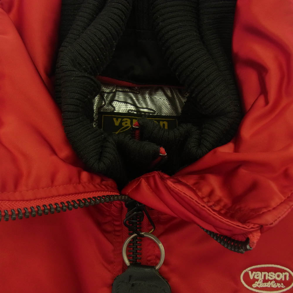 VANSON バンソン NVJK-2003 モーターサイクル ハイネック MA-1 フライトジャケット レッド系 XXL【中古】
