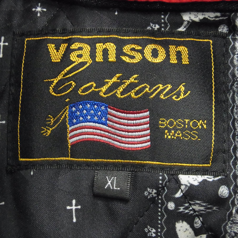 VANSON バンソン NVJK-2104 メルトン ワッペン スタジアム ジャケット レッド系 ブラック系 XL【中古】