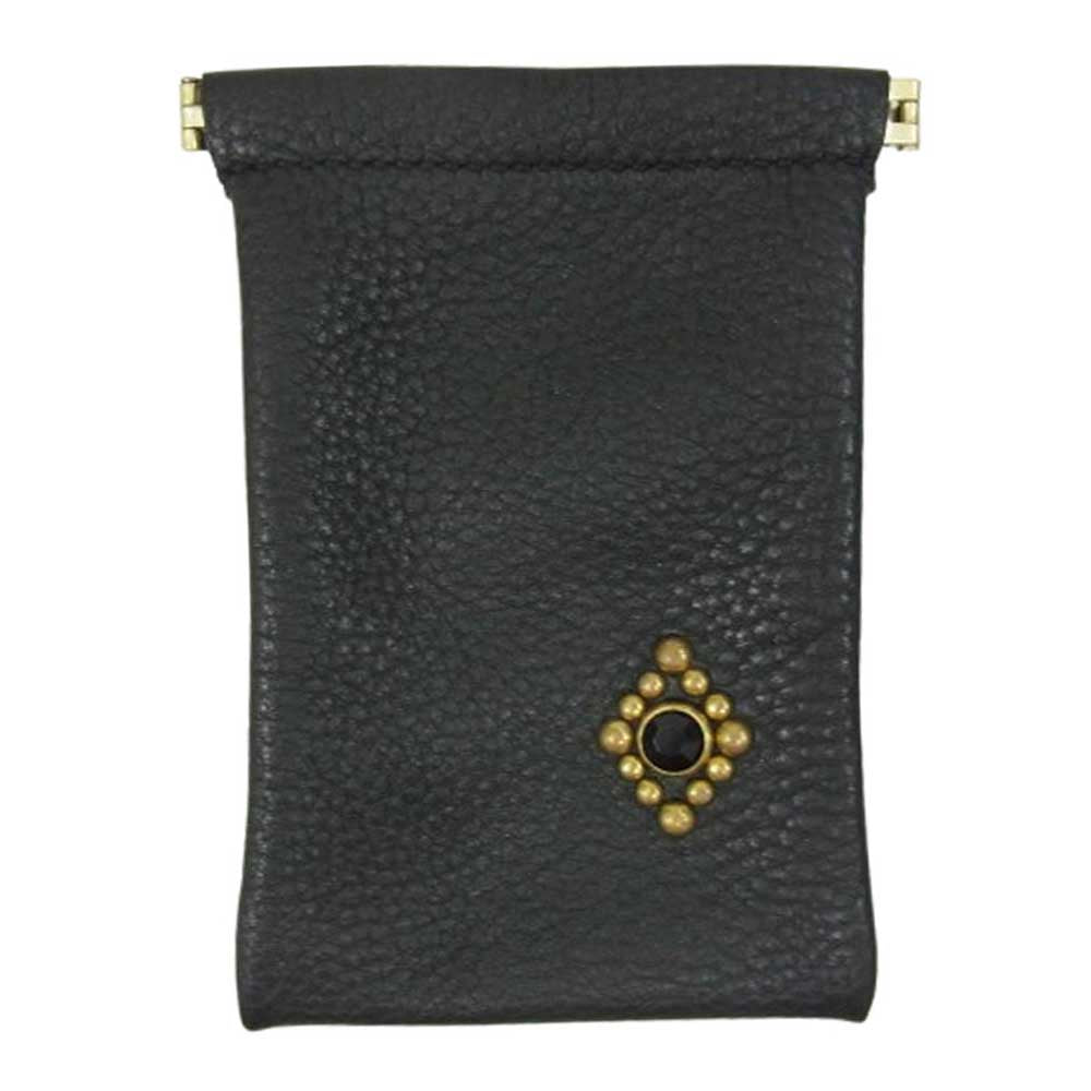キャッスルロック 栃木レザー スタッズ ポーチ 小物入れ ブラック系【新古品】【未使用】【中古】