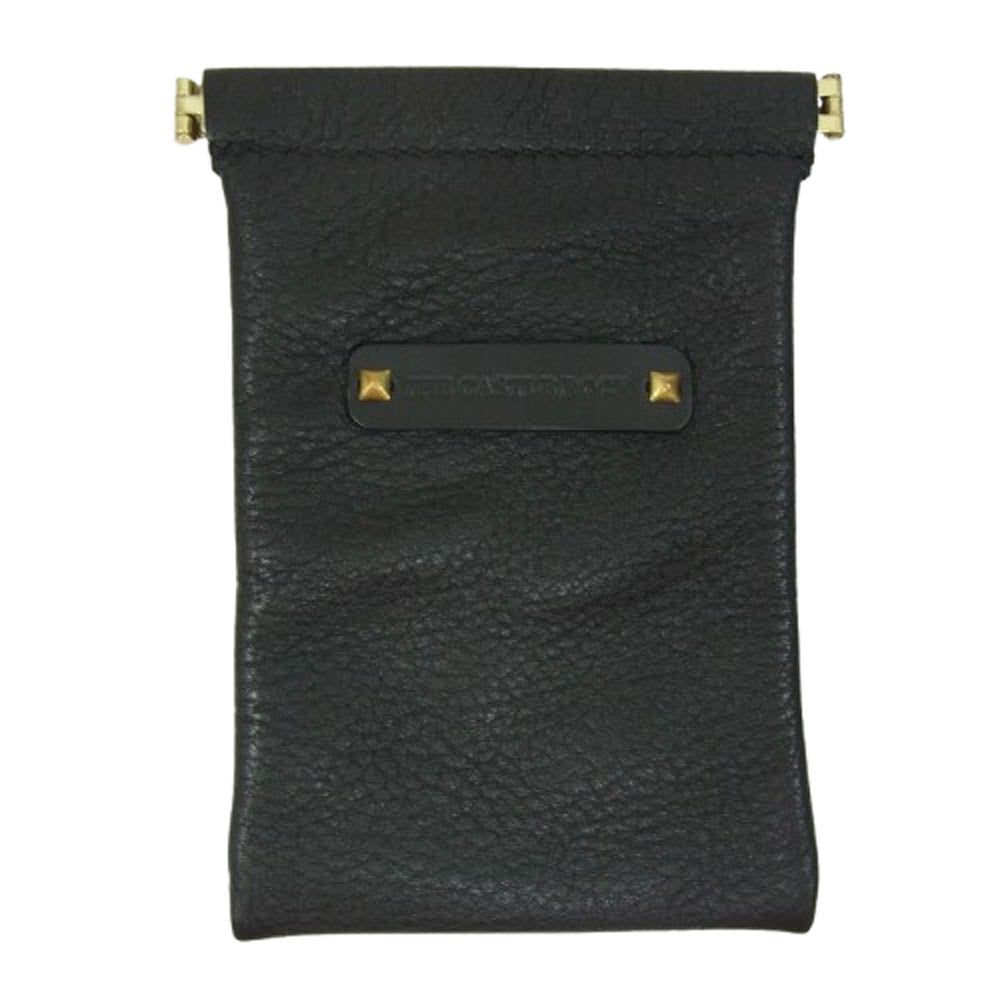 キャッスルロック 栃木レザー スタッズ ポーチ 小物入れ ブラック系【新古品】【未使用】【中古】